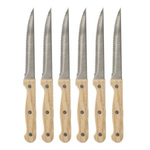 Juego de 6 cuchillos de carne “Madera”
