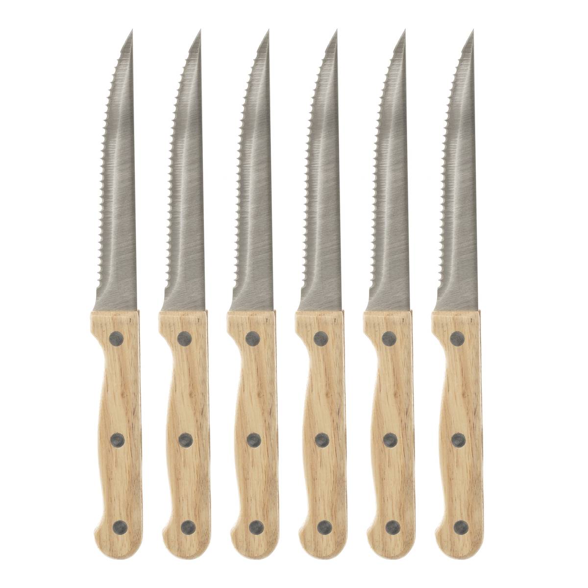 Juego de 6 cuchillos de carne “Madera”