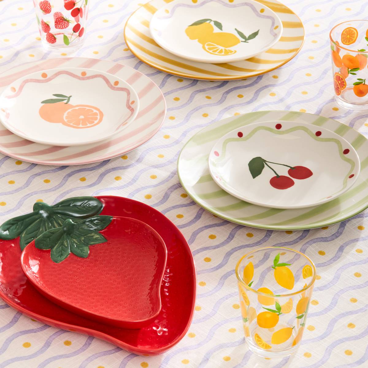 Juego de 6 platos de postre “Fruity”