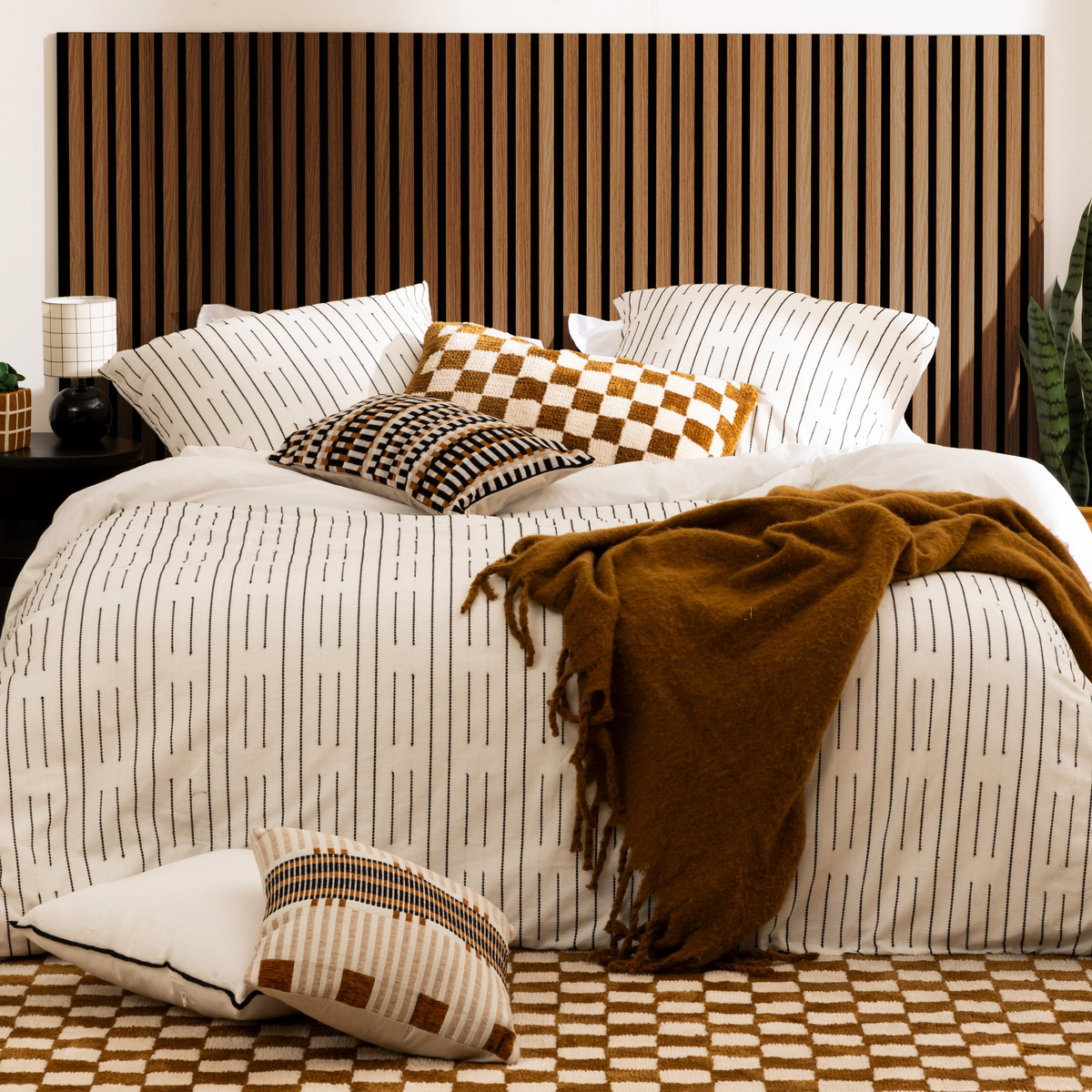 Lote de 2 paneles decorativos de listones de madera Colva