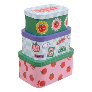 Lote de 3 cajas de almacenamiento “Manzana de caramelo”
