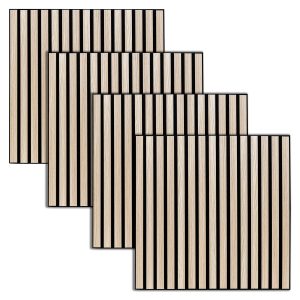 Lote de 4 paneles decorativos de listones de madera Colva