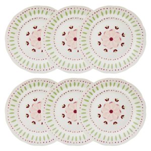 Lote de 6 platos de postre “Fleur De Rose”