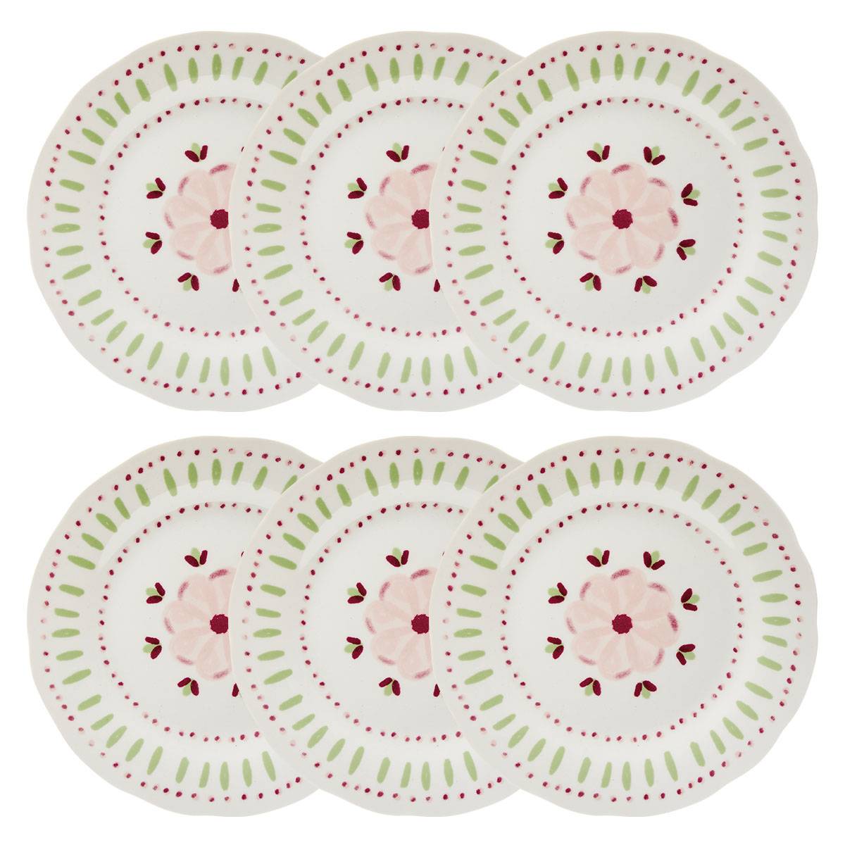 Lote de 6 platos de postre “Fleur De Rose”