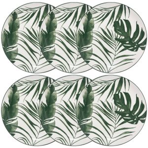 Lote de 6 platos llanos “Palme”