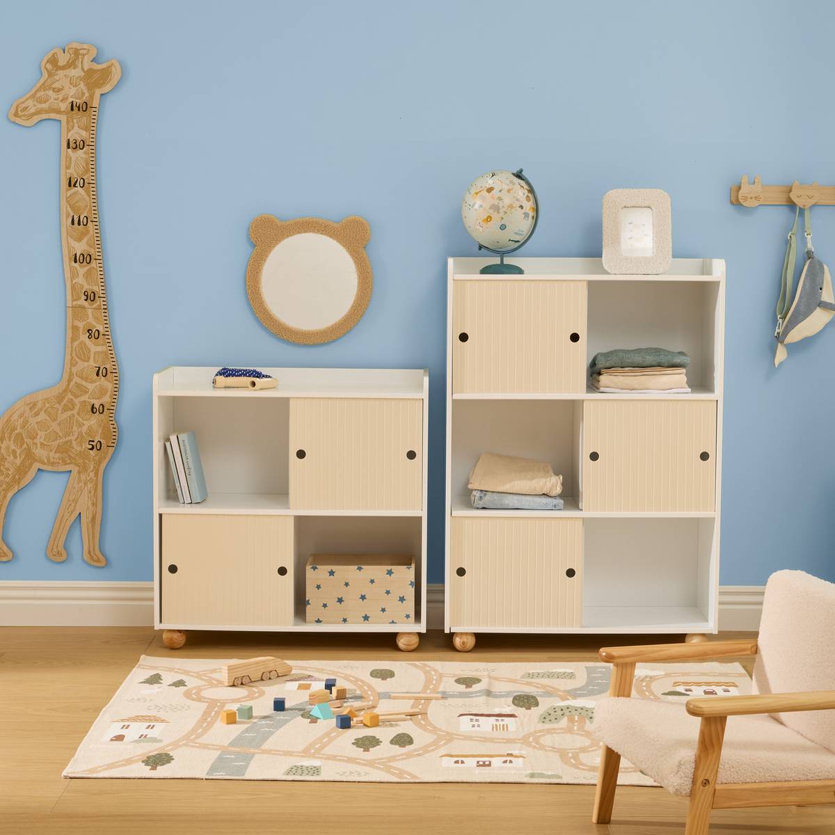 Mueble de almacenamiento infantil 2 puertas 1 nivel “Bouli”