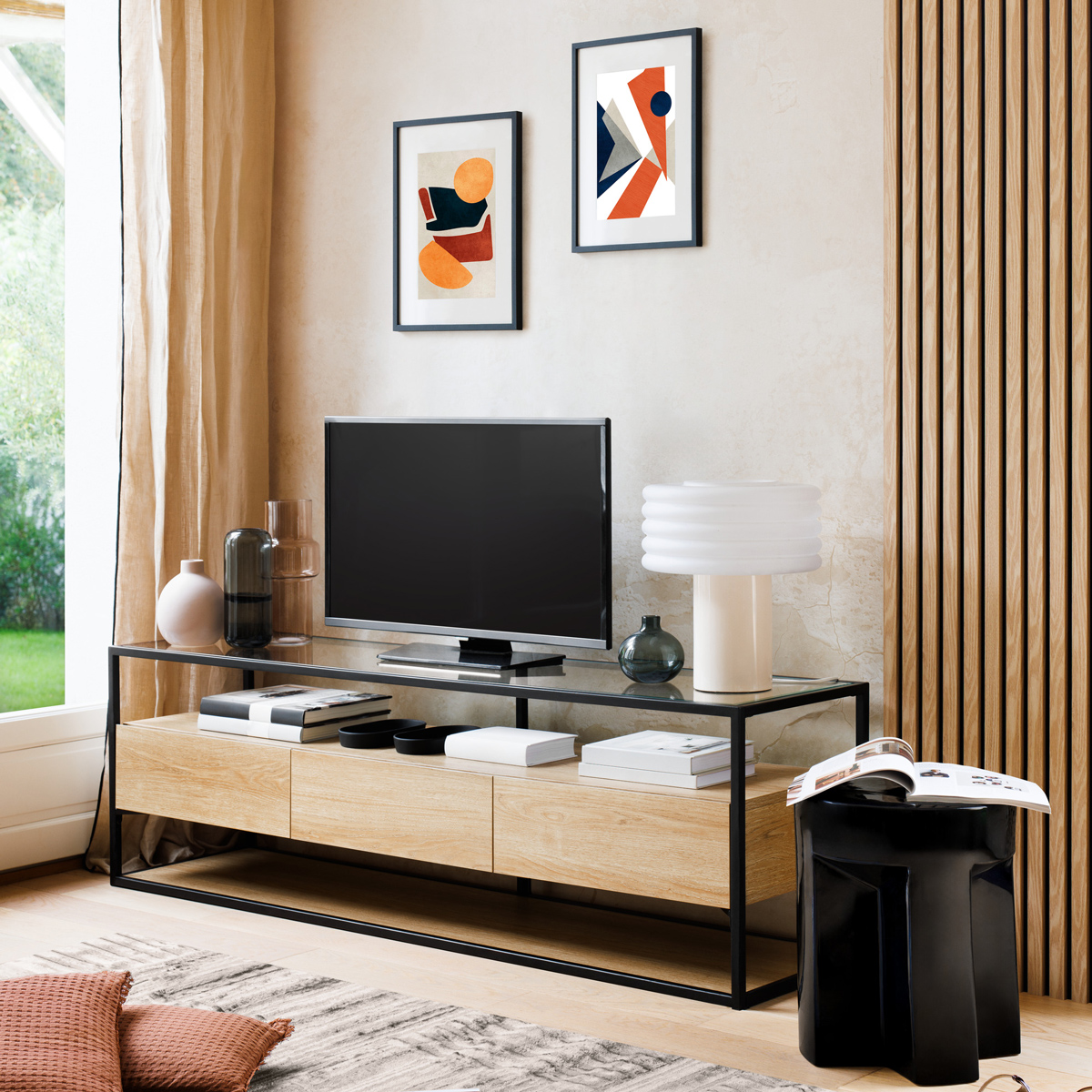 Panel decorativo de listones de madera “Colva”